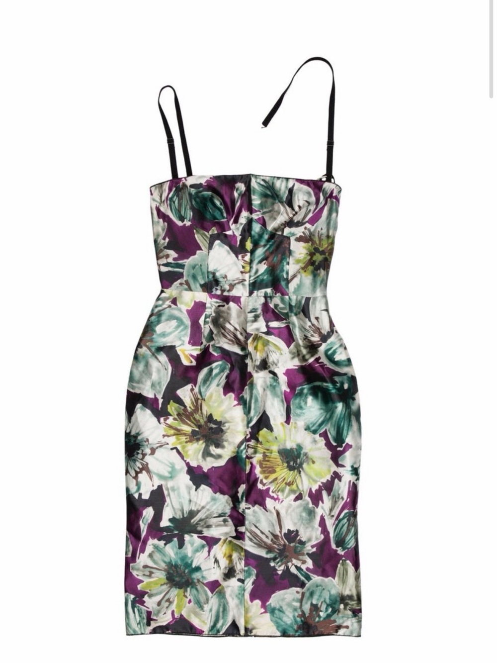 Dolce & Gabbana Purple and Green Floral Midi Sheath Dress